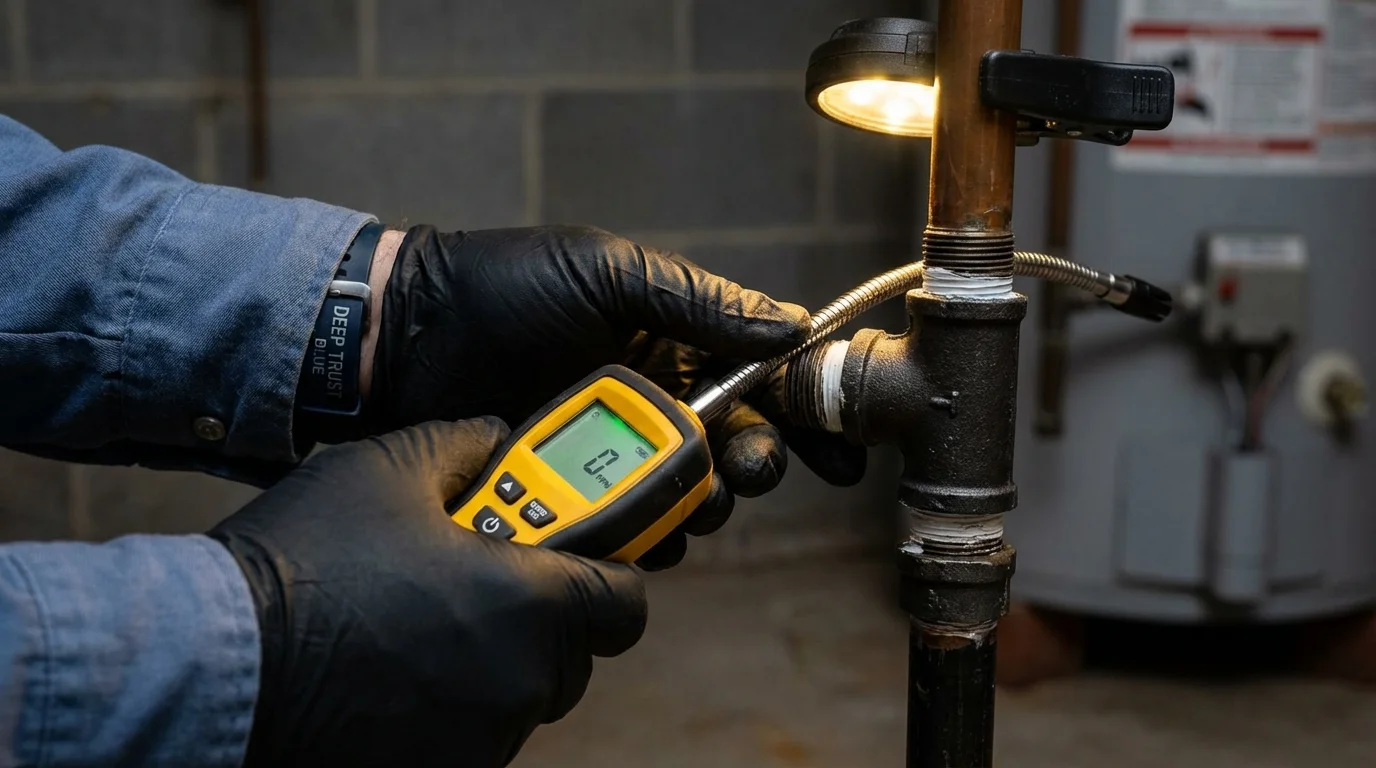 Gas leak detection with electronic sniffer by Johns Plumbing LLC in Merced