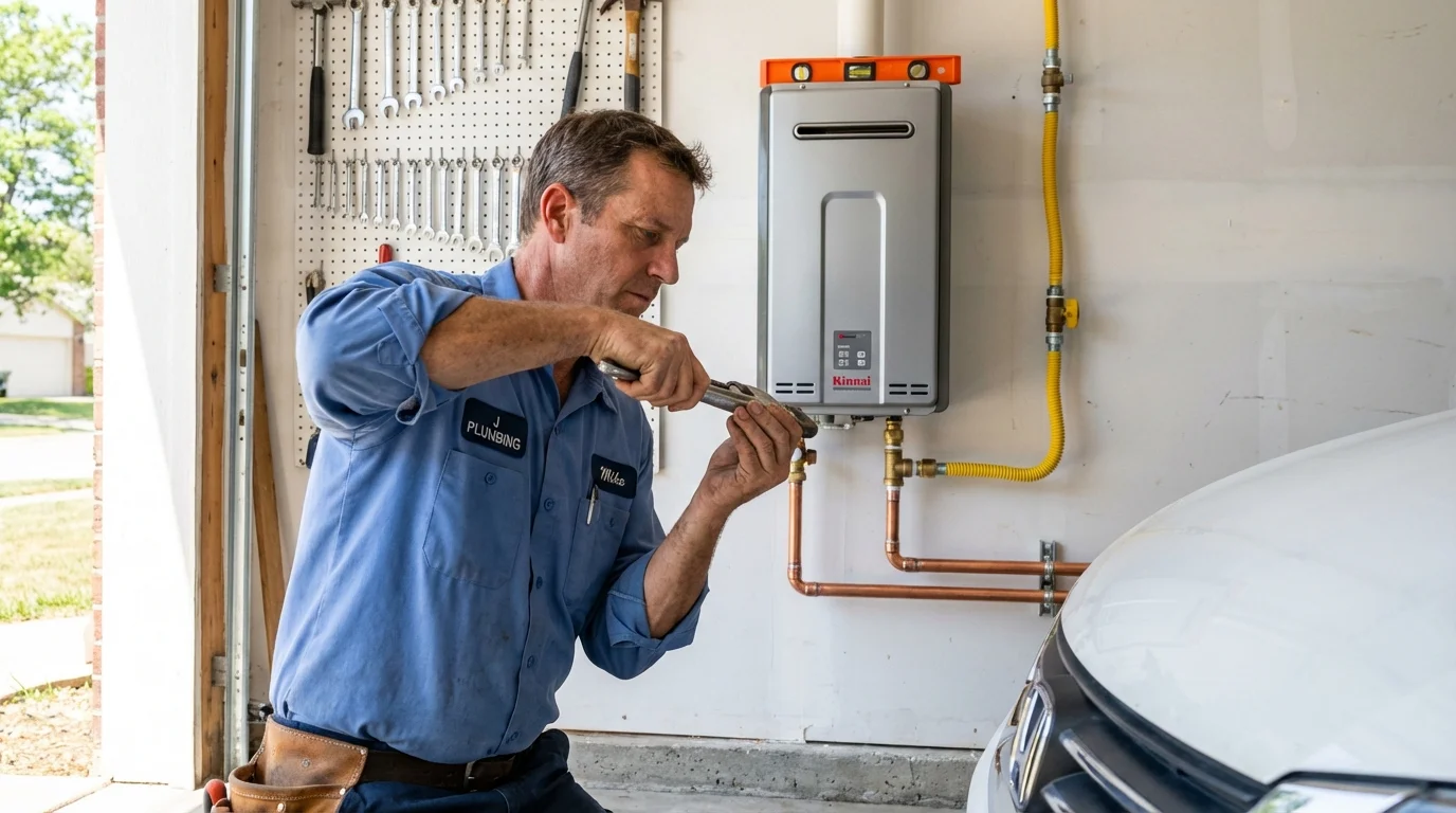 Tankless water heater installation by a Johns Plumbing LLC plumber in Merced